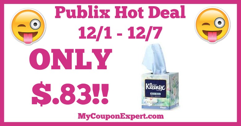 Hot Deal Alert! Kleenex Facial Tissue Only $.83 at Publix from 12/1 – 12/7