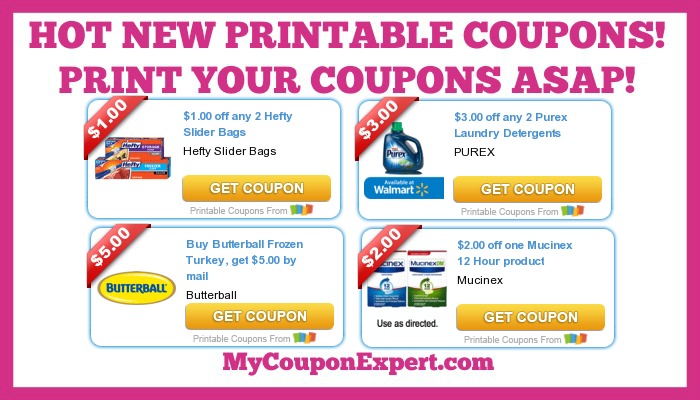 HOT NEW Printable Coupons: Purex, Hefty, Butterball, Mucinex, Reynolds, Heinz, Country Crock, and MORE!