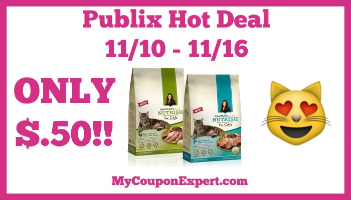 Hot Deal Alert! Rachael Ray Nutrish Zero Grain Dry Food For Cats Only $.50 at Publix from 11/10 – 11/16