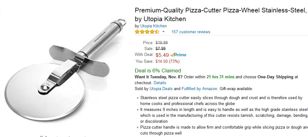 WOW!!!  Stainless Steel PIZZA CUTTER just $5.49 right now!  HURRY!!