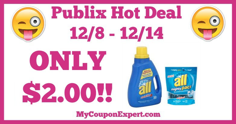 Hot Deal Alert! All Laundry Detergent Only $2.00 at Publix from 12/8 – 12/14