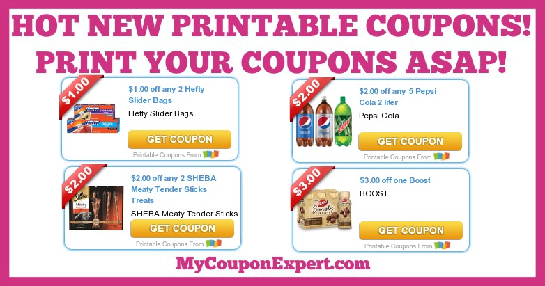 HOT PRINTABLE COUPONS: Sheba, Pepsi, Boost, Hefty, Sundown, Old Spice, Foster Farms, and MORE!