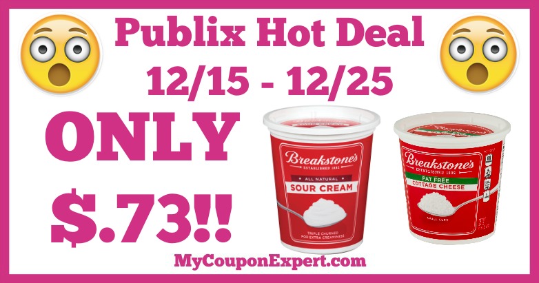Hot Deal Alert! Breakstone Sour Cream or Cottage Cheese Only $.73 at Publix from 12/15 – 12/25