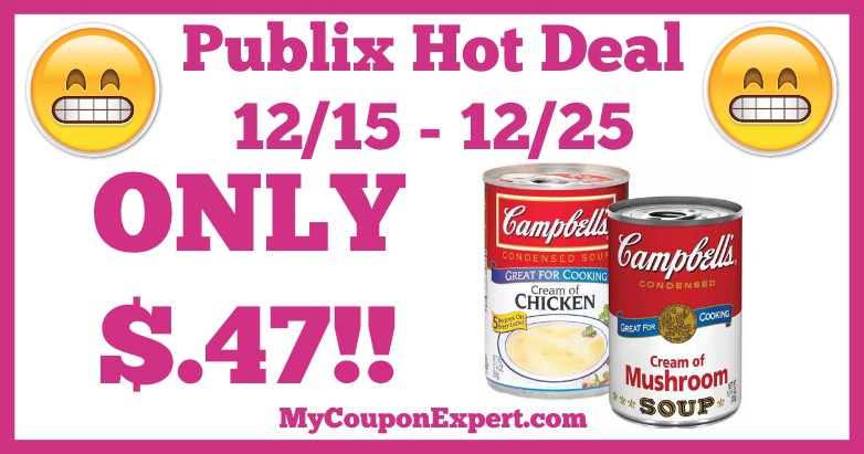 Hot Deal Alert! Campbell’s Cream of Soups Only $.47 at Publix from 12/15 – 12/25