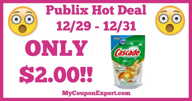 Hot Deal Alert! Cascade Products Only $2.00 at Publix from 12/29 – 12/31 ONLY!!