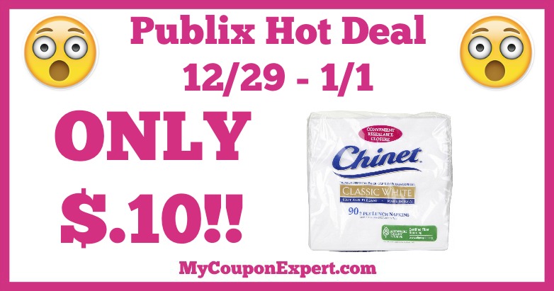 Hot Deal Alert! Chinet Napkins Only $.10 at Publix from 12/29 – 1/1