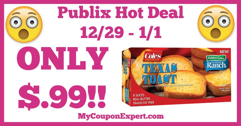 Hot Deal Alert! Cole’s Frozen Bread Only $.99 at Publix from 12/29 – 1/1