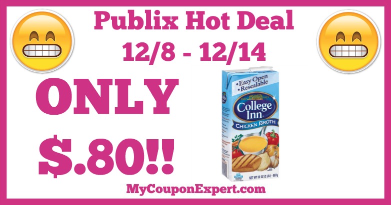 Hot Deal Alert! College Inn Broth Only $.80 at Publix from 12/8 – 12/14