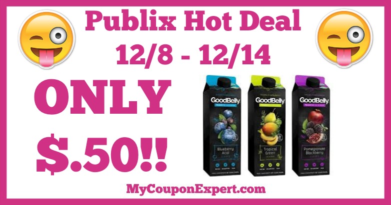 Hot Deal Alert! GoodBelly Probiotic Drink Only $.50 at Publix from 12/8 – 12/14
