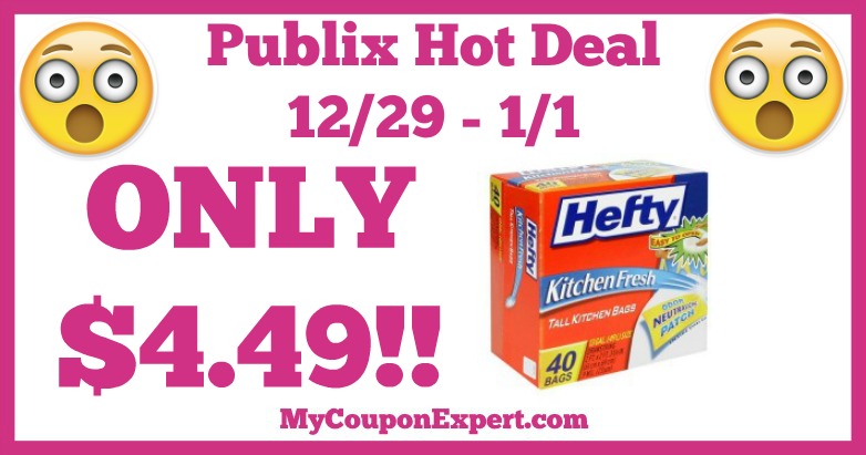 Hot Deal Alert! Hefty Trash Bags Only $4.49 at Publix from 12/29 – 1/1