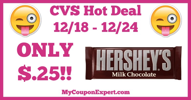 Hot Deal Alert!! Hershey’s Singles Only $.25 at CVS from 12/18 – 12/24