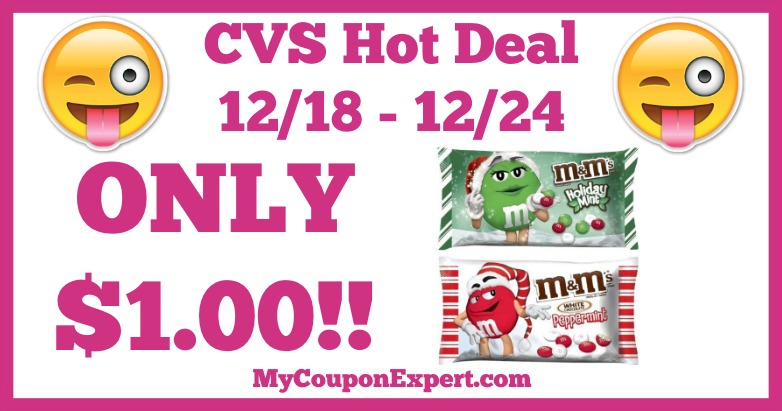Hot Deal Alert!! Holiday or Original M&M’s Only $1.00 at CVS from 12/18 – 12/24