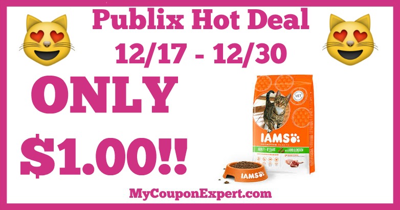 Hot Deal Alert! Iams Cat or Kitten Food Only $1.00 at Publix from 12/17 – 12/30
