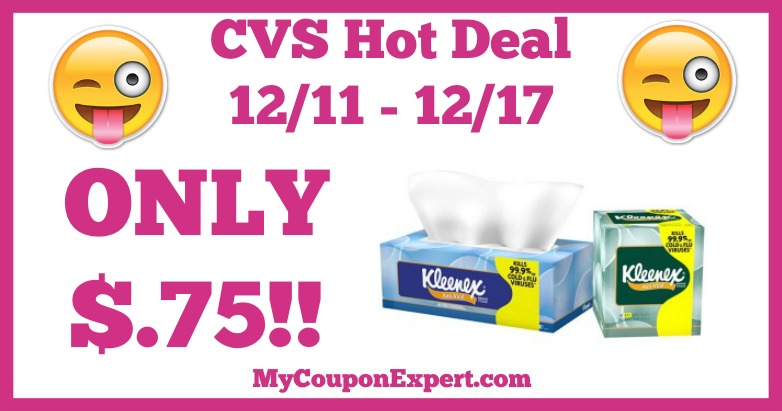 Hot Deal Alert!! Kleenex Facial Tissue Only $.75 at CVS from 12/11 – 12/17