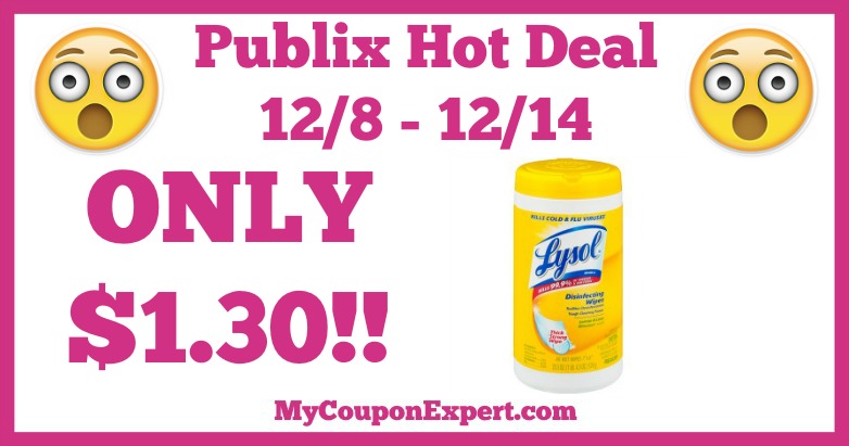 Hot Deal Alert! Lysol Disinfecting Wipes Only $1.30 at Publix from 12/8 – 12/14