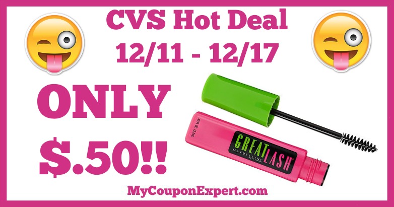 Hot Deal Alert!! Maybelline Great Lash Washable Mascara Only $.50 at CVS from 12/11 – 12/17