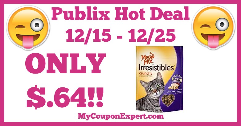 Hot Deal Alert! Meow Mix Treats for Cats Irresistibles Only $.64 at Publix from 12/15 – 12/25