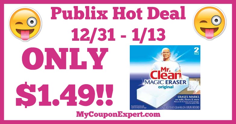 Hot Deal Alert! Mr Clean Magic Eraser Only $1.49 at Publix from 12/31 – 1/13