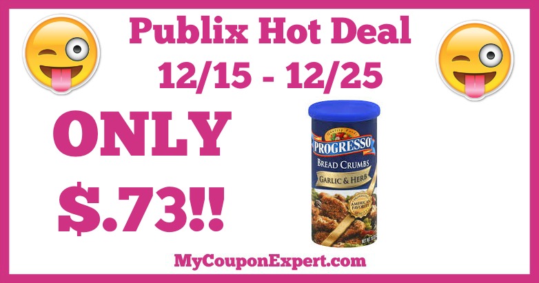 Hot Deal Alert! Progresso Bread Crumbs Only $.73 at Publix from 12/15 – 12/25