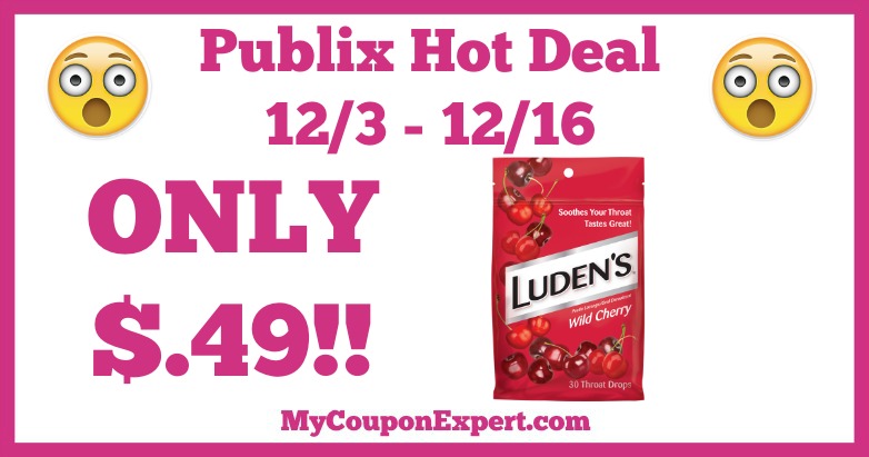 Hot Deal Alert! Luden’s Throat Drops Only $.49 at Publix from 12/3 – 12/16