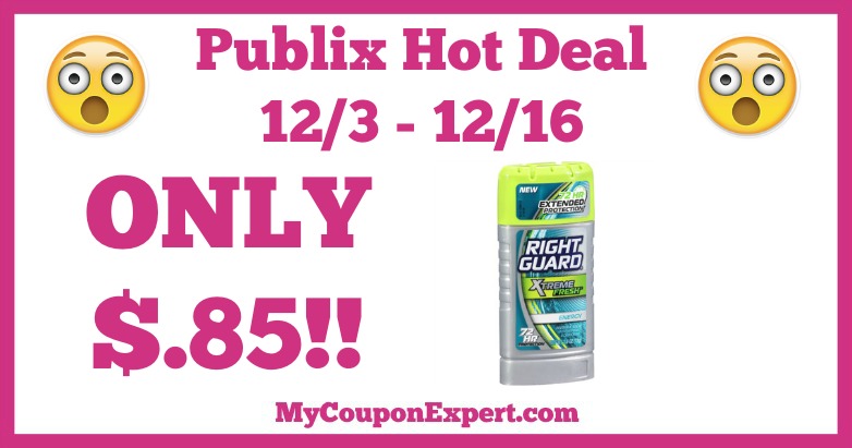 Hot Deal Alert! Right Guard Products Only $.85 at Publix from 12/3 – 12/16