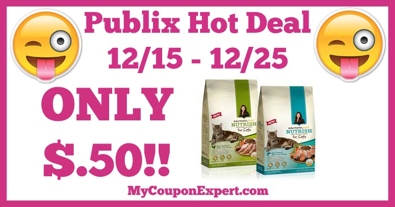 Hot Deal Alert! Rachael Ray Nutrish Dry Food for Cats Only $.50 at Publix from 12/15 – 12/25