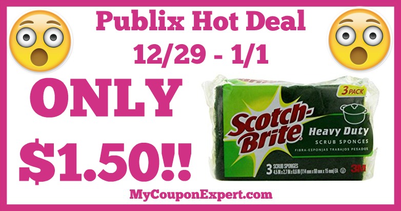 Hot Deal Alert! Scotch Brite Sponges Only $1.50 at Publix from 12/29 – 1/1