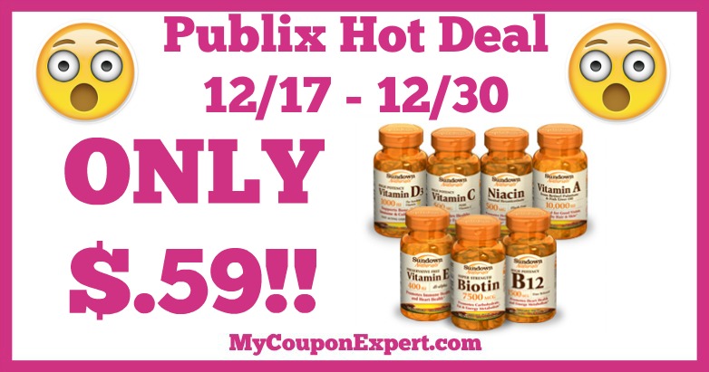 Hot Deal Alert! Sundown Naturals Vitamins Only $.59 at Publix from 12/17 – 12/30