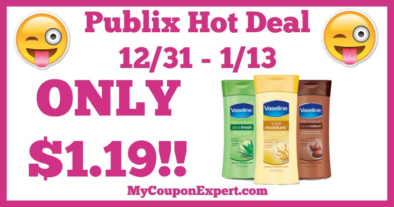 Hot Deal Alert! Vaseline Intensive Care Lotion Only $1.19 at Publix from 12/31 – 1/13