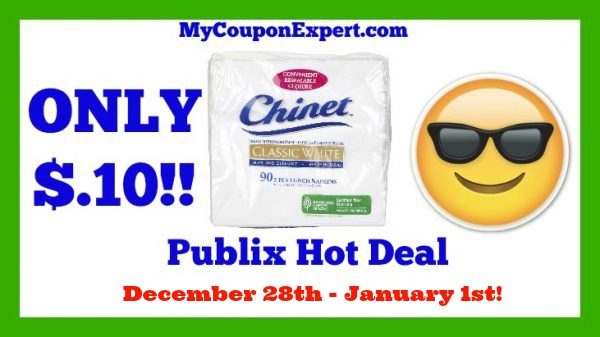 PUBLIX HOT DEAL!  Chinet Napkins just $.10 each starting 12/28!!