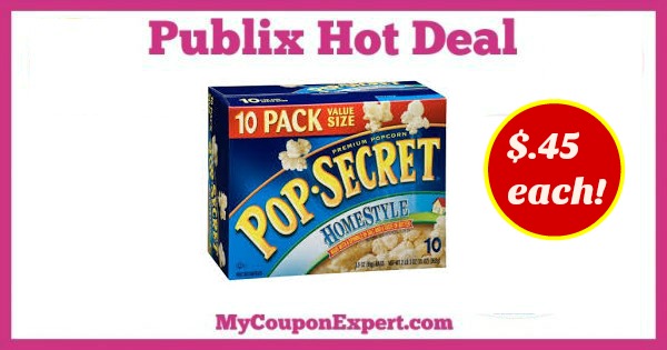 WOW!!  Pop Secret just $.45 per box at Publix!!
