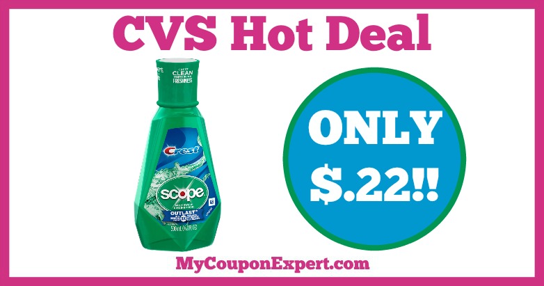 Hot Deal Alert!! Scope Outlast Long Lasting Mint Mouthwash Only $.22 at CVS from 1/8 – 1/14