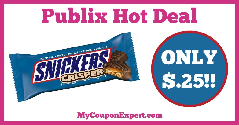 Hot Deal Alert! Snickers Bar Only $.25 at Publix from 1/7 – 1/27