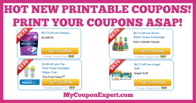 HOT NEW PRINTABLE COUPONS: Always, Angel Soft, Ken’s Dressing, The First Years, Tide, Gain, & MORE!