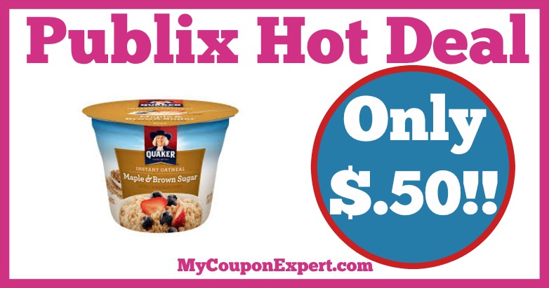 Hot Deal Alert! Quaker Instant Oatmeal Cups Only $.50 at Publix from 2/18 – 3/10