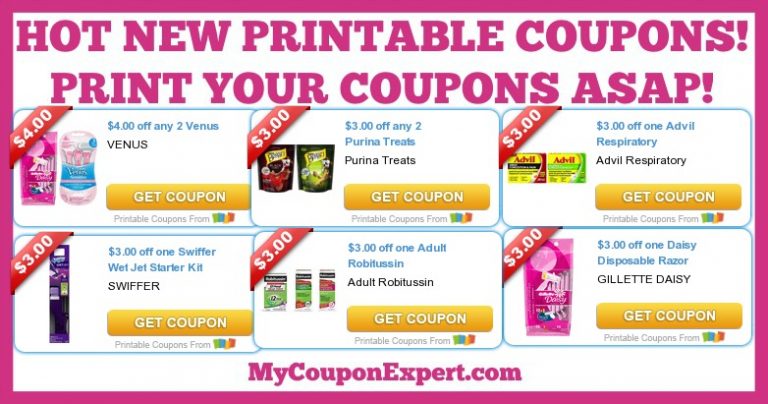 HOT HIGH VALUE Printable Coupons: Venus, Purina, Daisy, Swiffer ...