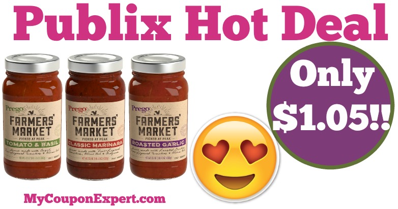 Hot Deal Alert! Prego Farmers Market Sauce Only $1.05 at Publix from 3/23 – 3/29
