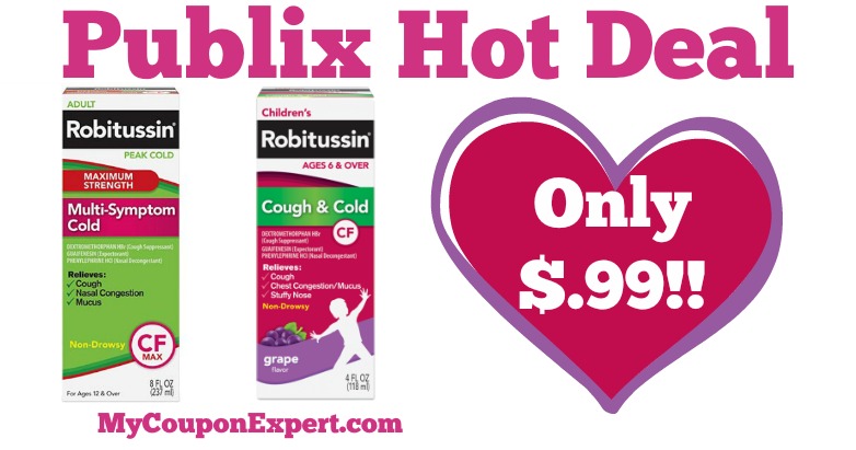 Hot Deal Alert! Robitussin Only $.99 at Publix from 3/25 – 4/4