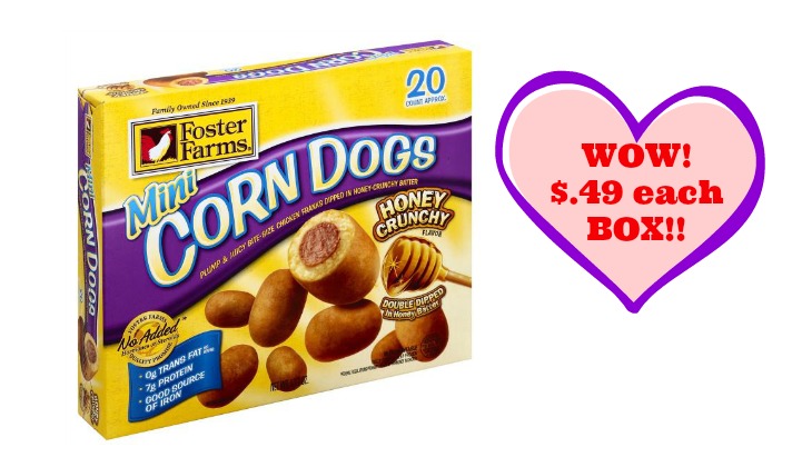 WOW!  Foster Farm Corn Dogs for $.49 each pack at Publix!!