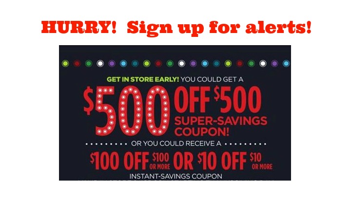 LOOK!  Sign up to find out when JC Penney gives away their $10/$10 or $100/$100 coupons!