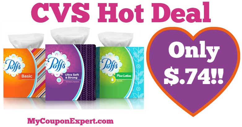 Hot Deal Alert!! Puffs Facial Tissues Only $.74 at CVS from 4/2 – 4/8