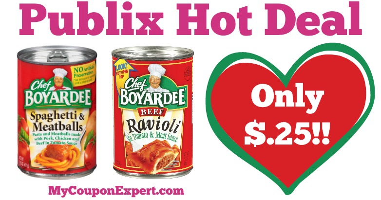 OH YEAH!! Chef Boyardee Pasta Only $.25 at Publix from 6/1 – 6/7