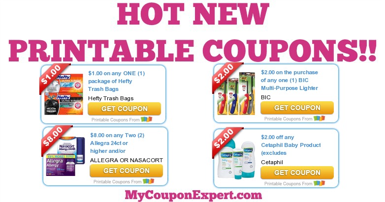 HOT NEW Printable Coupons: BIC, Cetaphil, Allegra, Hefty, Tums, Purina, Dole, Secret, & MORE!