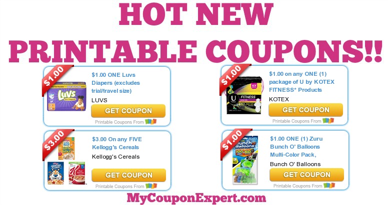 LAST CHANCE for These HOT Printable Coupons: Luvs, Kotex, Kellogg’s, Pampers, Venus, Bounty, & MORE!!