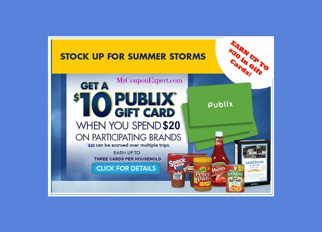 Publix Summer Storm Savings Promo!  Get a $10 Gift Card!!