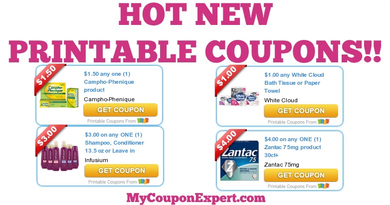 HOT NEW PRINTABLE COUPONS: White Cloud, Campho-Phenique, Zantac, ONE, Snuggle, and MORE!!