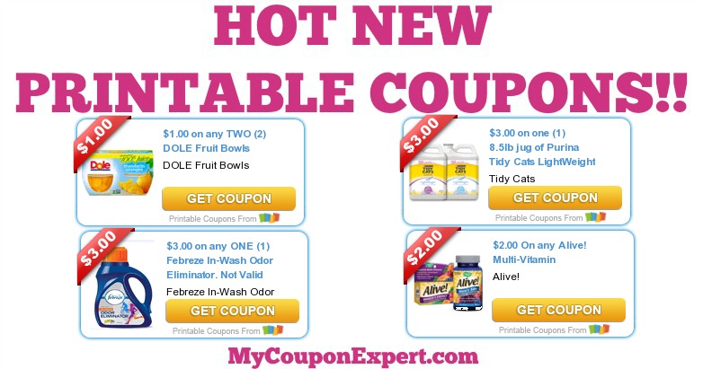HOT NEW Printable Coupons: Alive, Purina, Pampers, Luvs, Dole, Febreze, & MORE!!