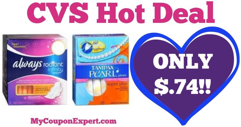WOOT!! Always & Tampax Products Only $.74 at CVS from 7/2 – 7/8
