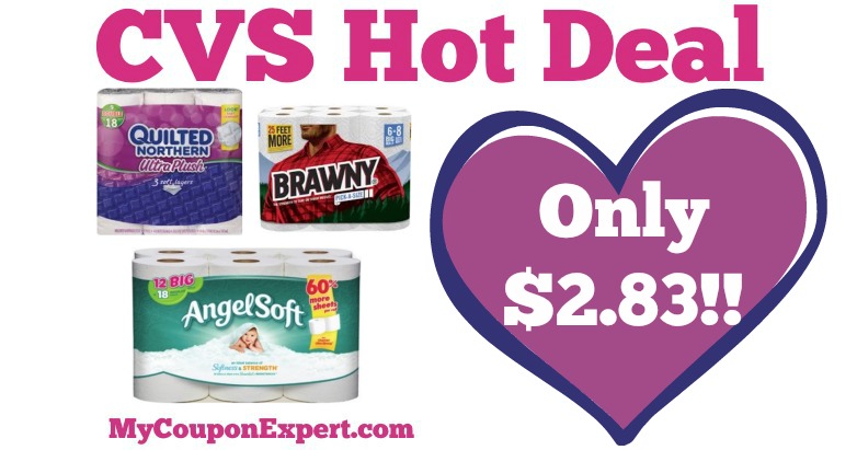WHOOP!! HOT DEAL on Angel Soft, Brawny, & Quilted Northern at CVS from 6/4 – 6/10