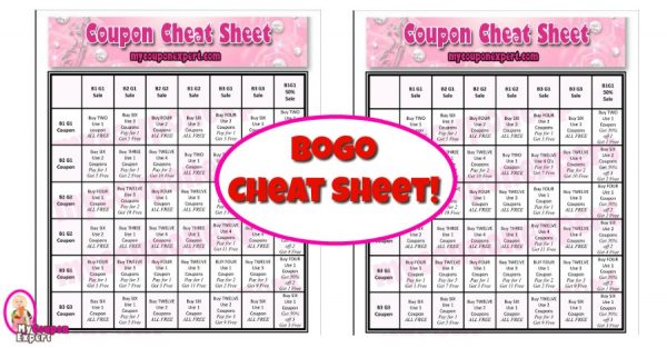 Printable Coupon Cheat Sheet!